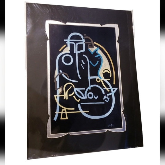 Disney Parks Star Wars Mandalorian Abstraction Fenway Fan 14x18 Matted Art Print